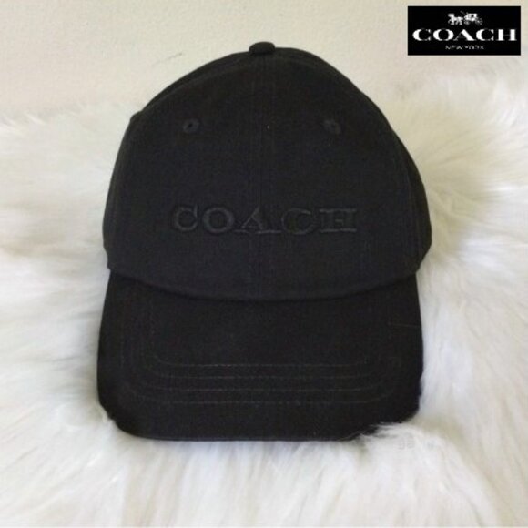 ⛔️SOLD⛔️ COACH Unisex Embroidered Logo Adjustable Strap Baseball Cap Black NWT - Picture 15 of 16
